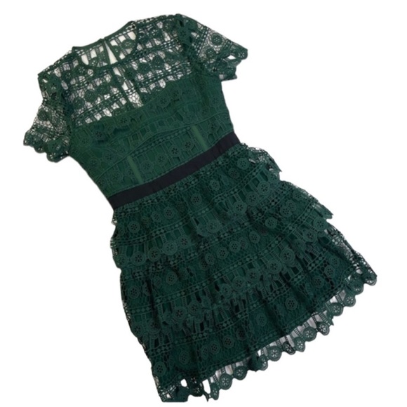 Self-Portrait | Dresses | Self Portrait Tiered Guipure Green Lace Dress |  Poshmark